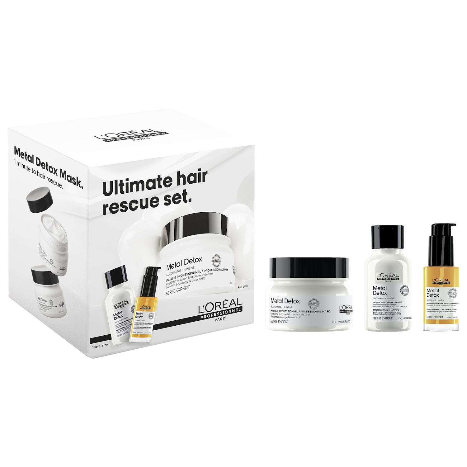 Подарочный набор для сухих волос L'Oréal Professionnel Metal Detox: шампунь, маска, масло — фото 1