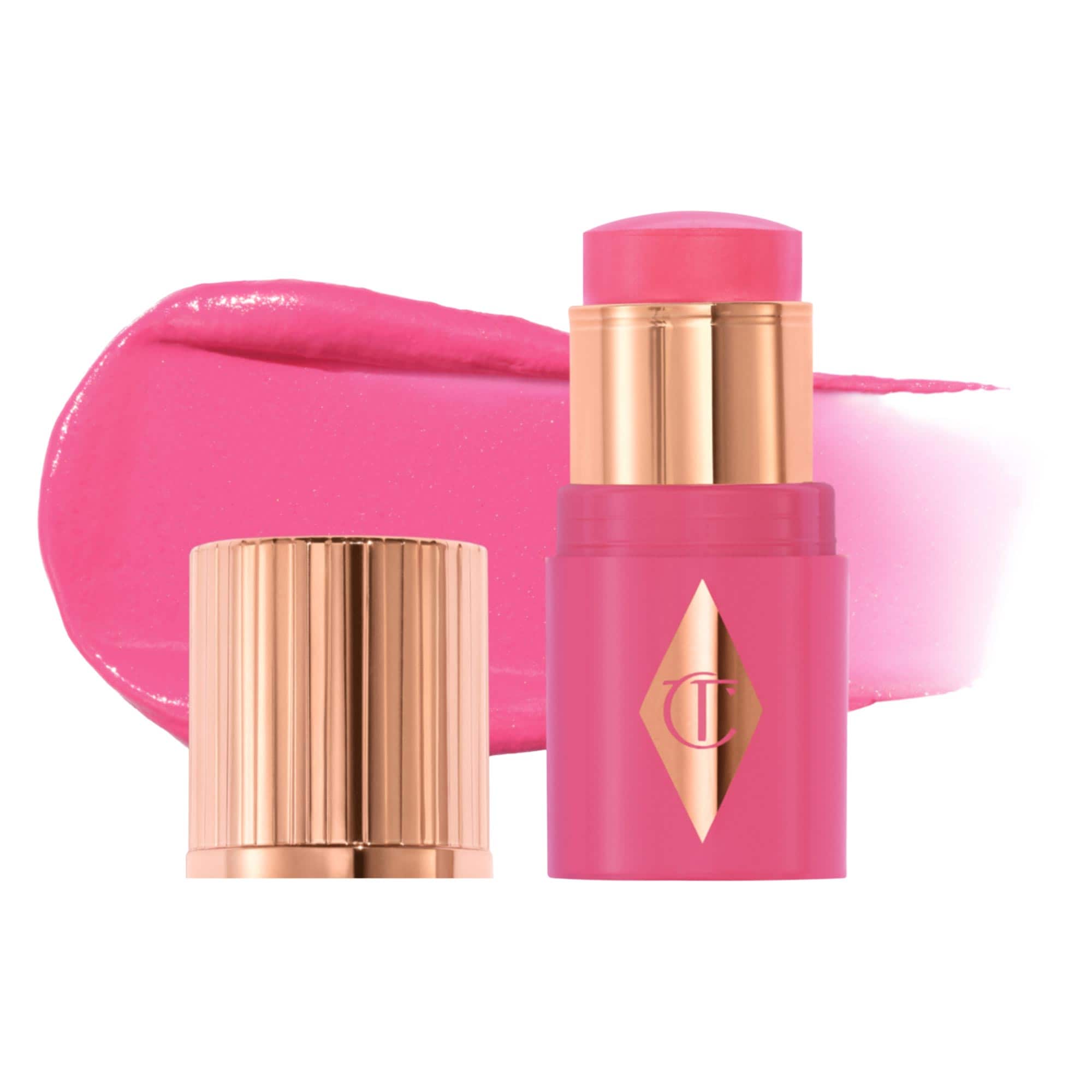 Charlotte Tilbury Mini Unreal Lip + Cheek Glow Blush Stick With Hyaluronic Acid Pinky Glow 0.1 Oz/3 G