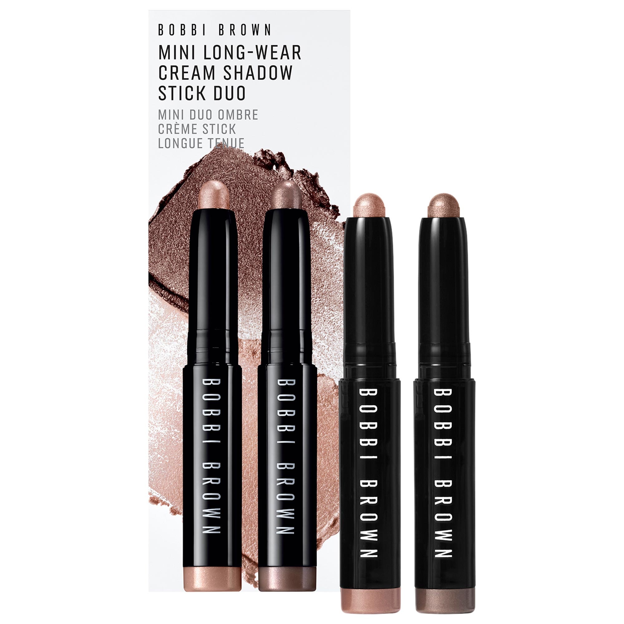 Bobbi Brown Mini Long-Wear Cream Waterproof Eyeshadow Stick Duo Golden Pink & Smokey Topaz