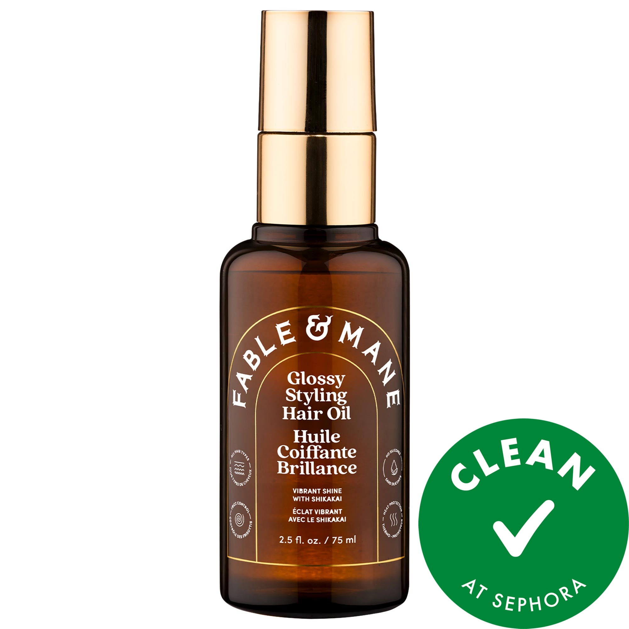 Fable & Mane Weightless Glossy Styling Oil for Fine to Medium Hair 2.5 oz/75 ml