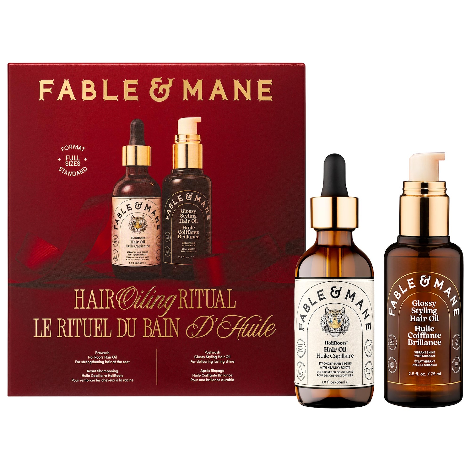 Подарочный набор для ухода за волосами маслами Fable & Mane Hair Oiling Ritual
