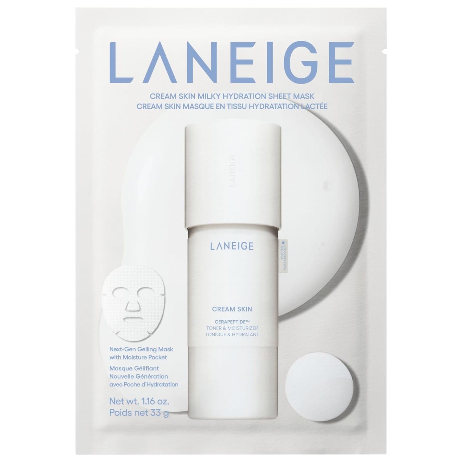 Молочная увлажняющая тканевая маска Laneige Cream Skin с церамидами и пептидами — фото 1