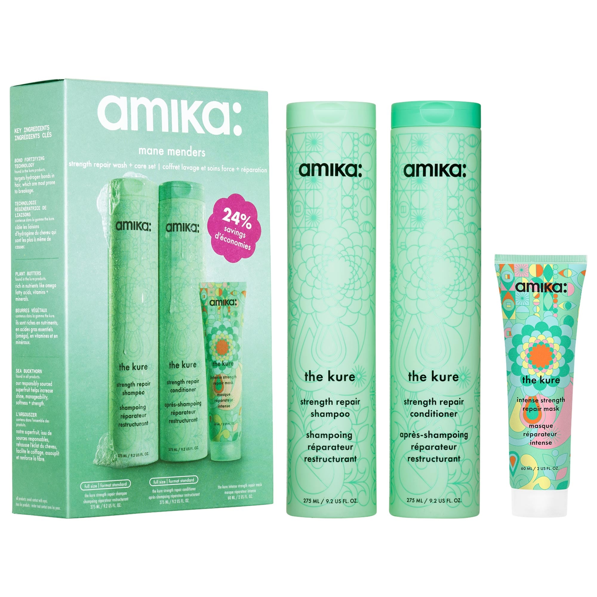 Mane Menders Strength Repair Wash + Care Value Set - amika | Sephora
