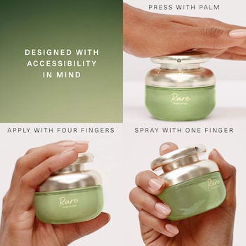 rare eau de parfum peel away card The Violetear ergonomic fragrance bottle that ensures the most effortless and comfortable dispensing. Rare Beauty - Rare Eau