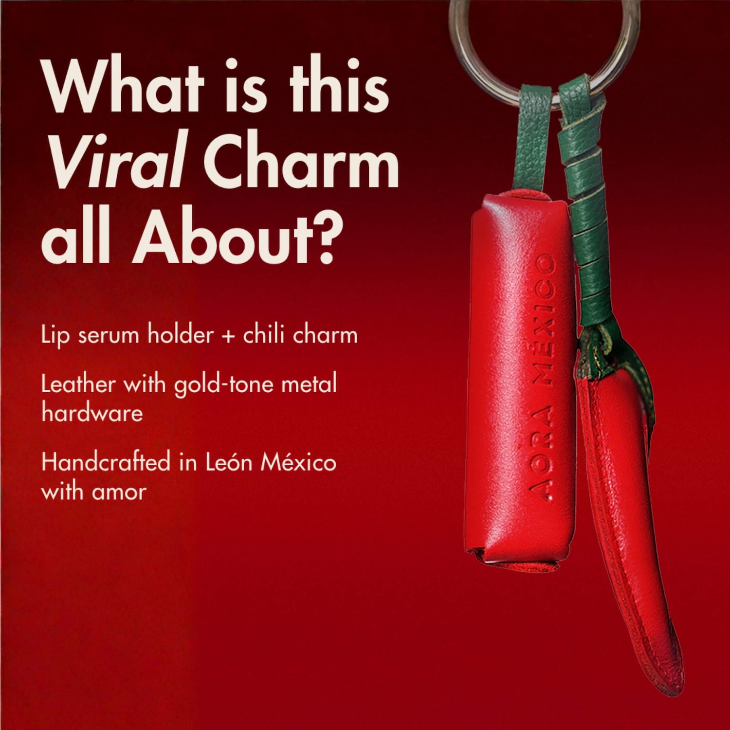 Брелок AORA México Chili Leather Bag Charm Keychain Holder for Lip Serum — фото 2