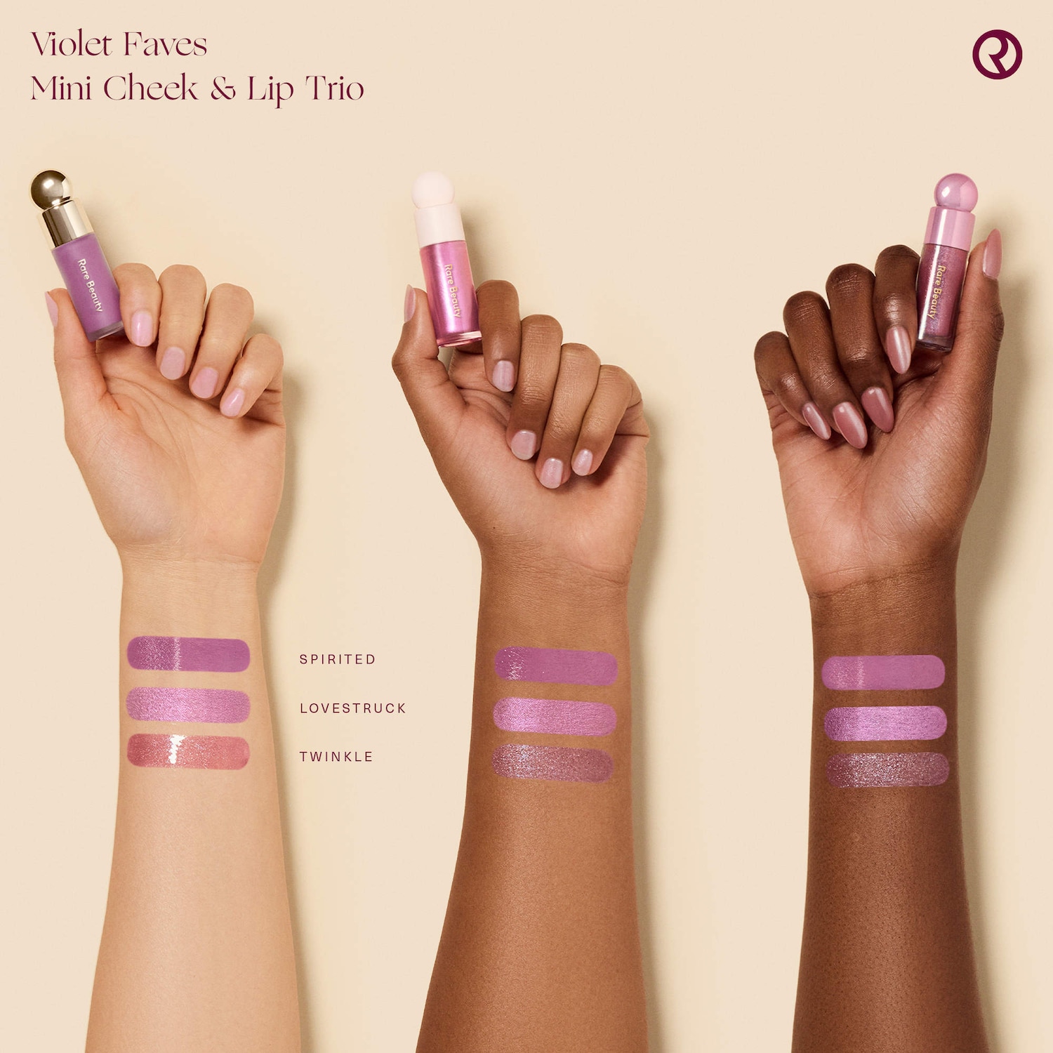 Violet Faves Mini Cheek and Lip Trio Makeup Gift Set - Rare Beauty