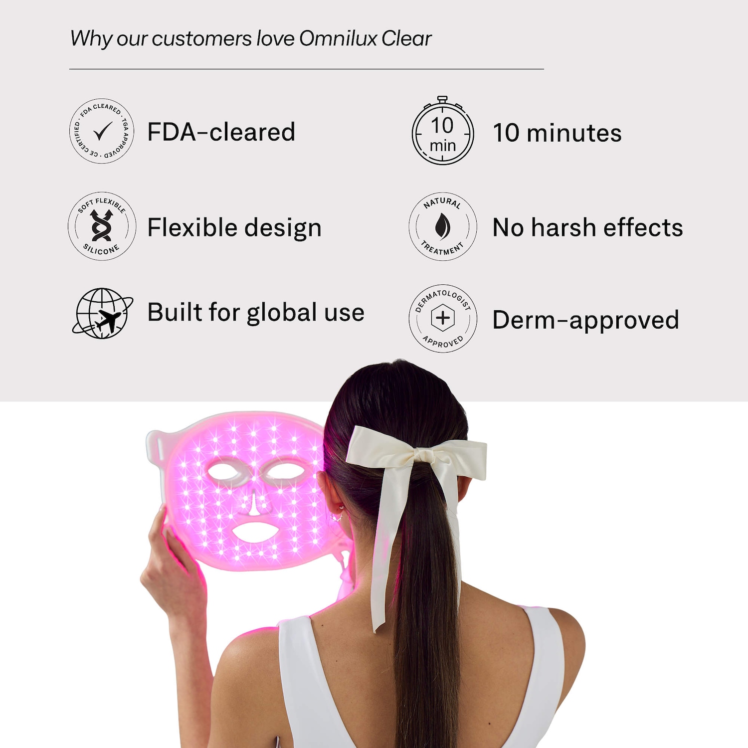 Clear Skin Blue and Red Light Therapy Face LED Mask - Omnilux