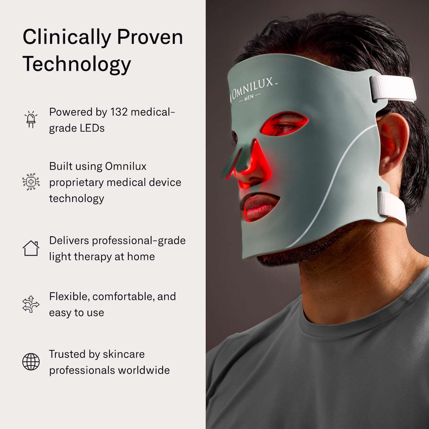 Men Face Antiaging Red and Near Infrared Light LED Mask - Omnilux