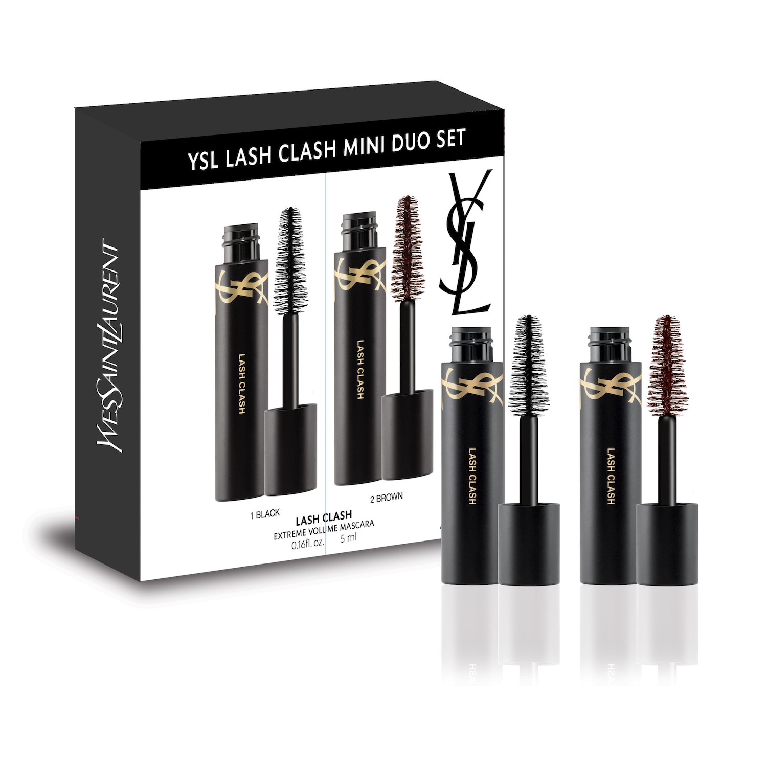 Набор мини-туши Yves Saint Laurent Lash Clash, чёрная и коричневая — фото 8