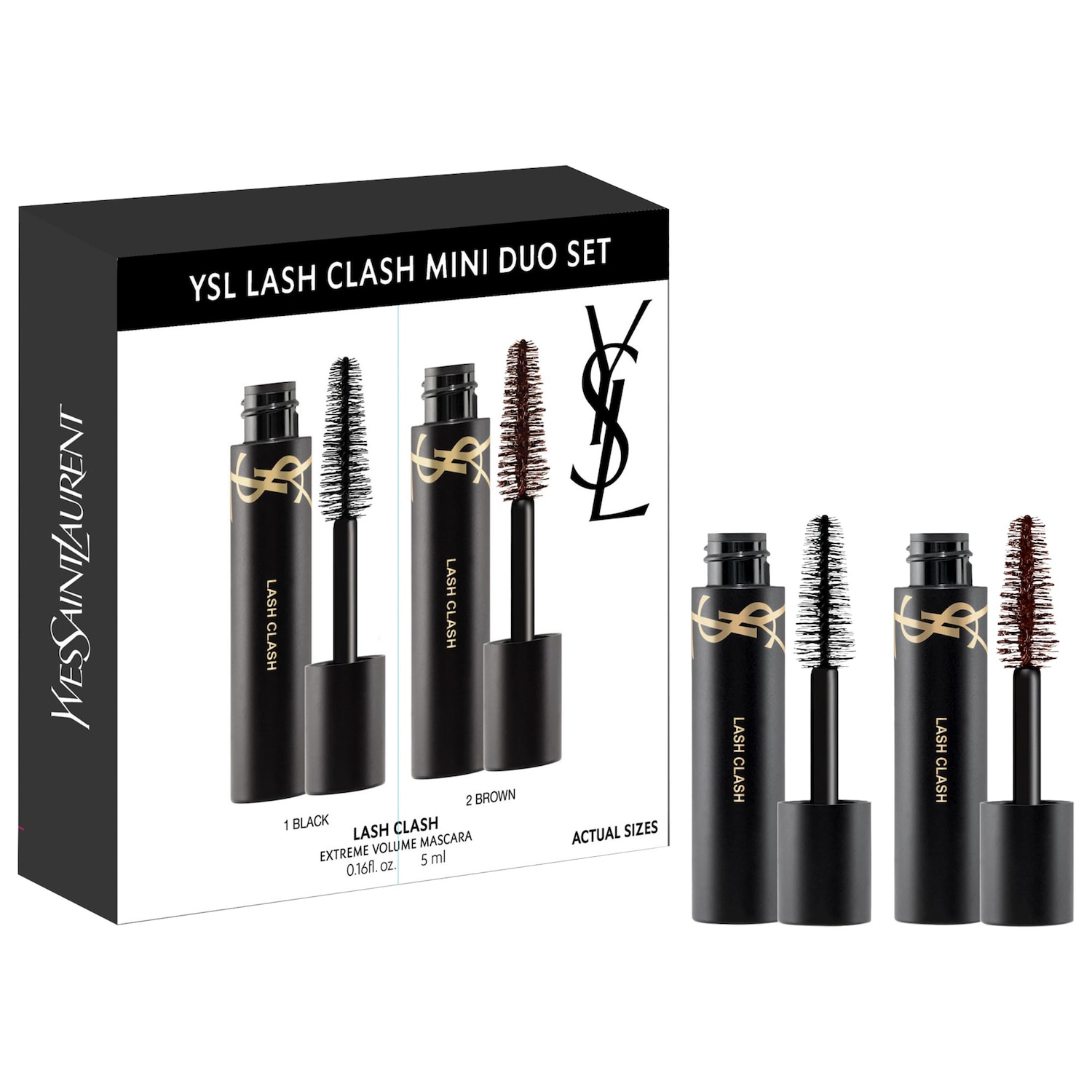Набор мини-туши Yves Saint Laurent Lash Clash, чёрная и коричневая — фото 1