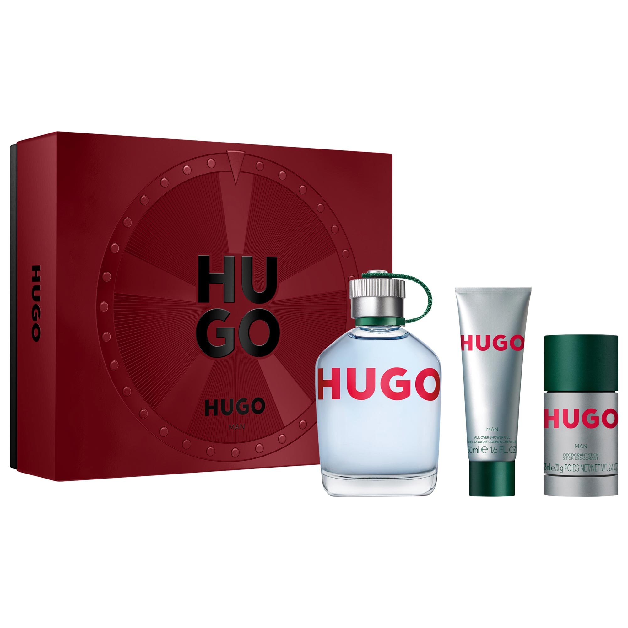 HUGO Man Eau de Toilette for Men, Shower Gel and Deodorant Stick