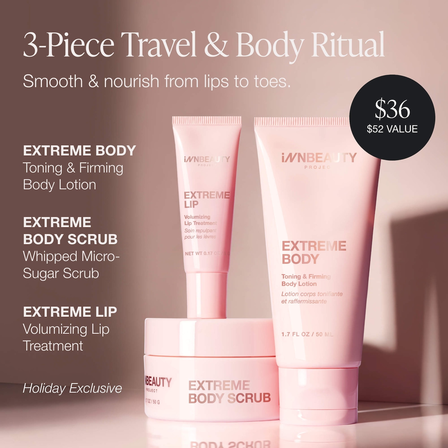Extreme Indulgence Trio Holiday Exclusive Body + Lip Set
