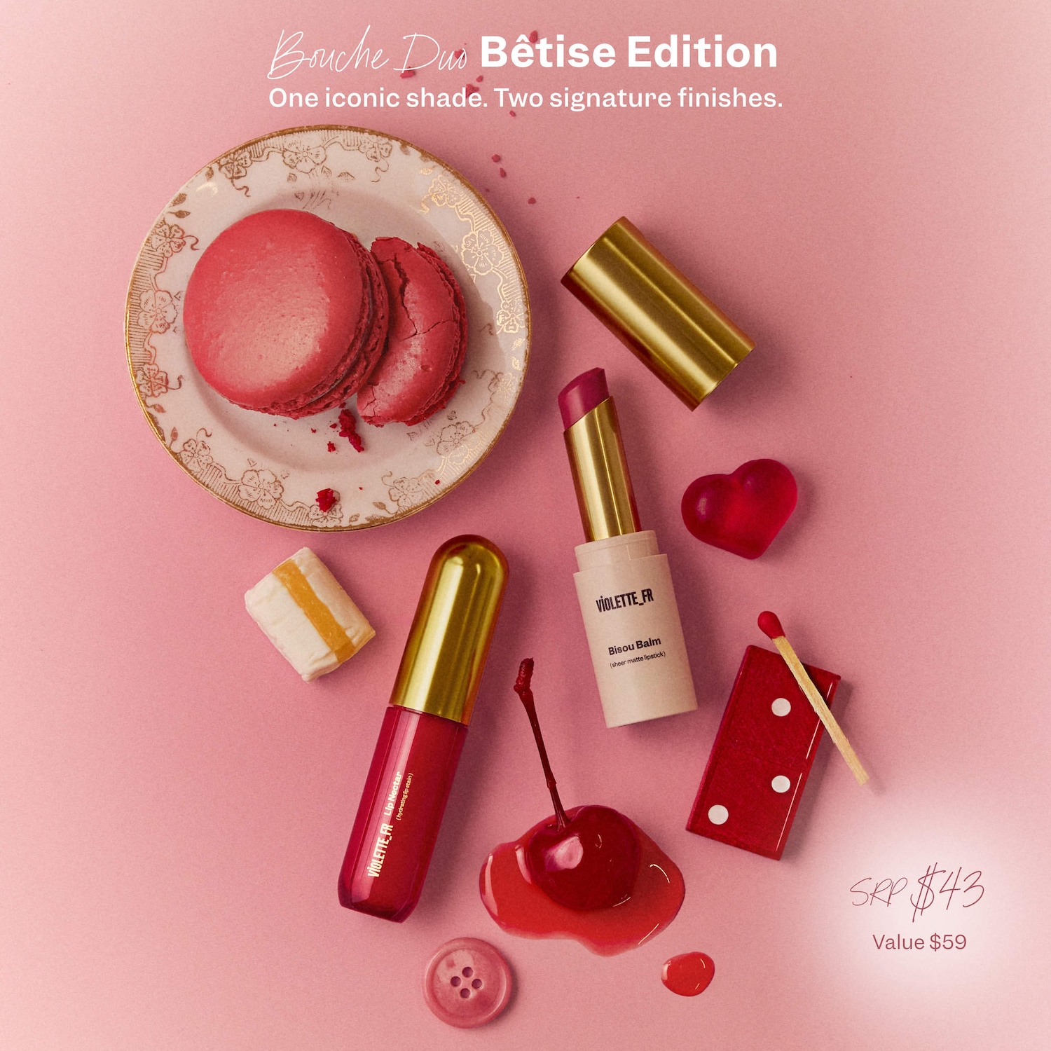 Набор для губ VIOLETTE_FR Bouche Duo Bêtise Edition: Bisou Balm и Lip Nectar — фото 8