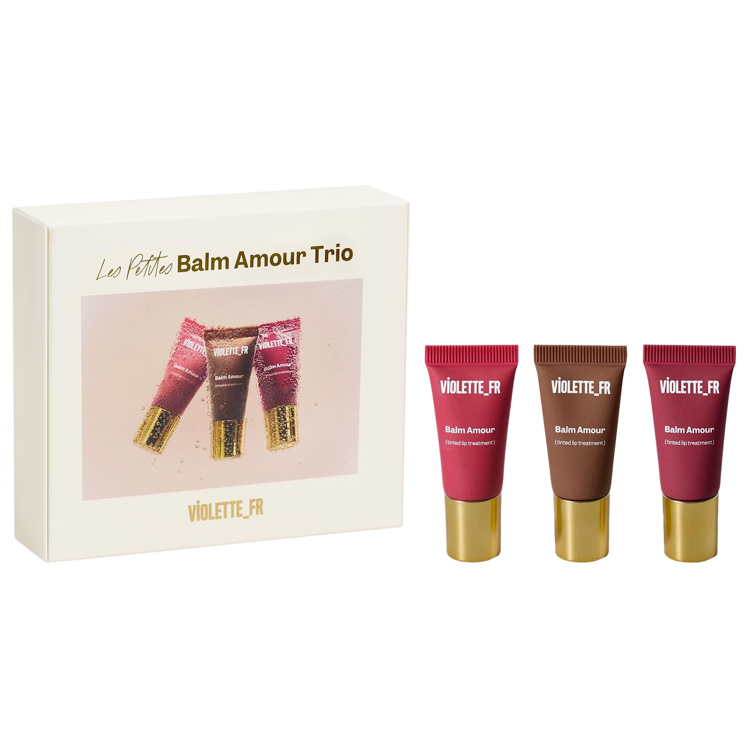 Подарочный набор из 3 питательных мини-бальзамов для губ VIOLETTE_FR Balm Amour — фото 1