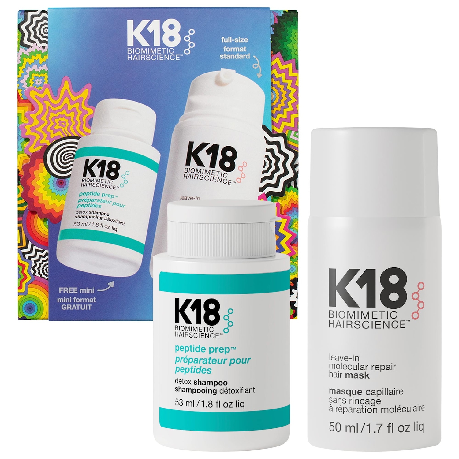 Набор K18 Biomimetic Hairscience Detox + Repair: несмываемая маска и мини-шампунь — фото 1