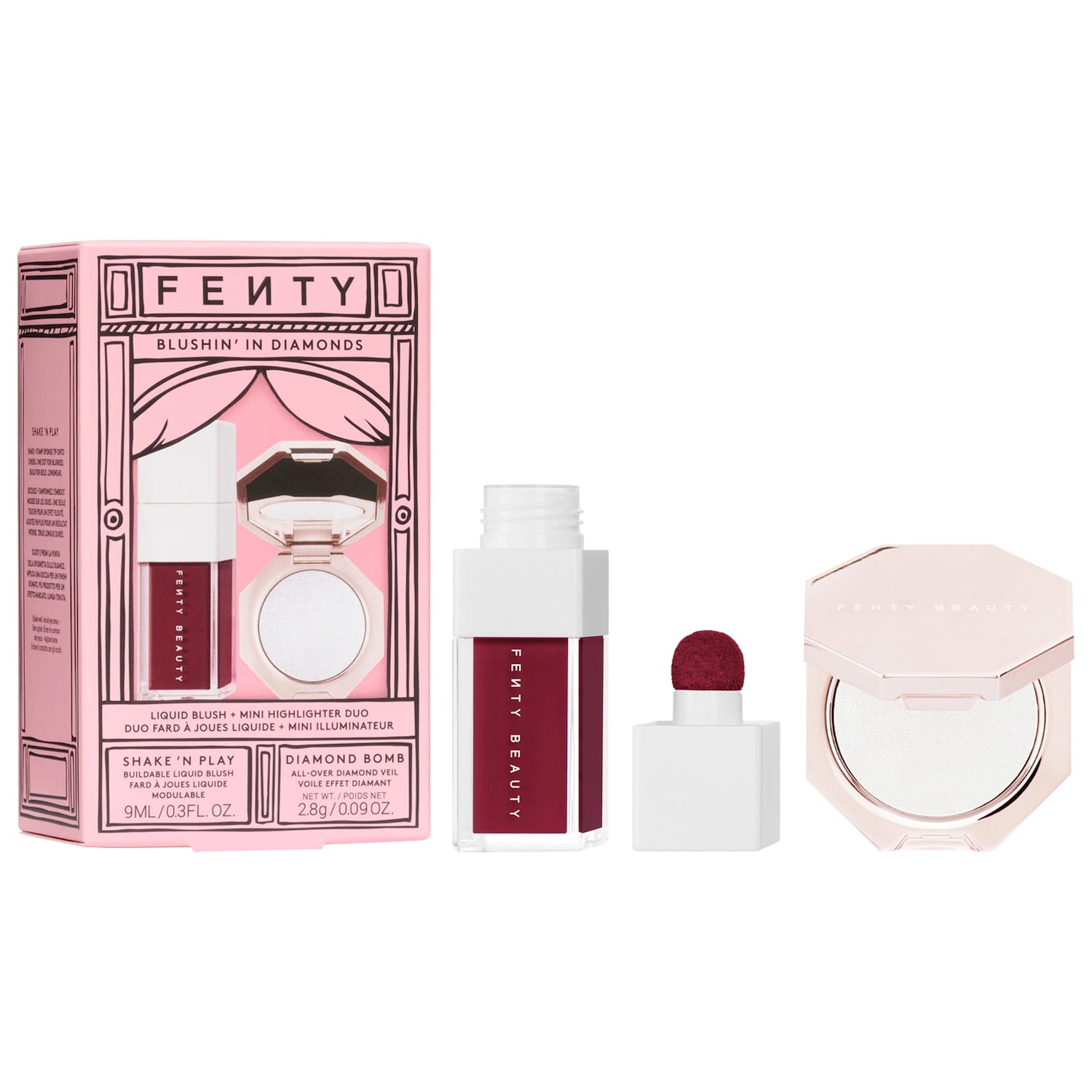 Fenty Beauty by Rihanna Подарочный дуэт Fenty Beauty Blushin' In Diamonds: жидкие румяна и хайлайтер — фото 1