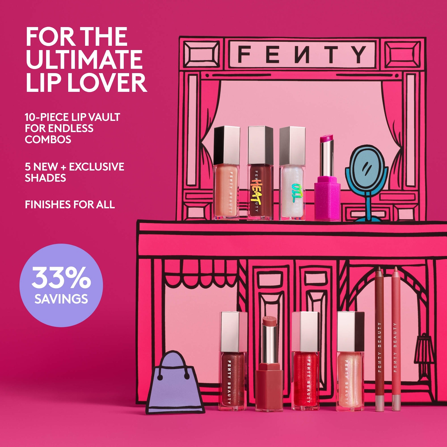Подарочный набор из 10 блесков и карандашей для губ Fenty Beauty by Rihanna The Lip Vault — фото 2