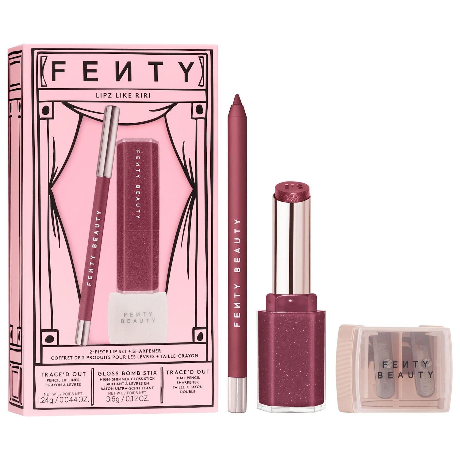 Fenty Beauty by Rihanna Подарочный набор макияжа из 2 предметов Fenty Beauty Lipz Like Riri: карандаш и точилка
