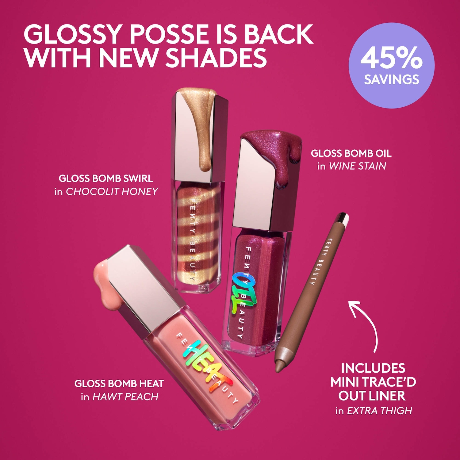 Glossy Posse IX 4-Piece Lip Makeup Gift Set - Fenty Beauty by