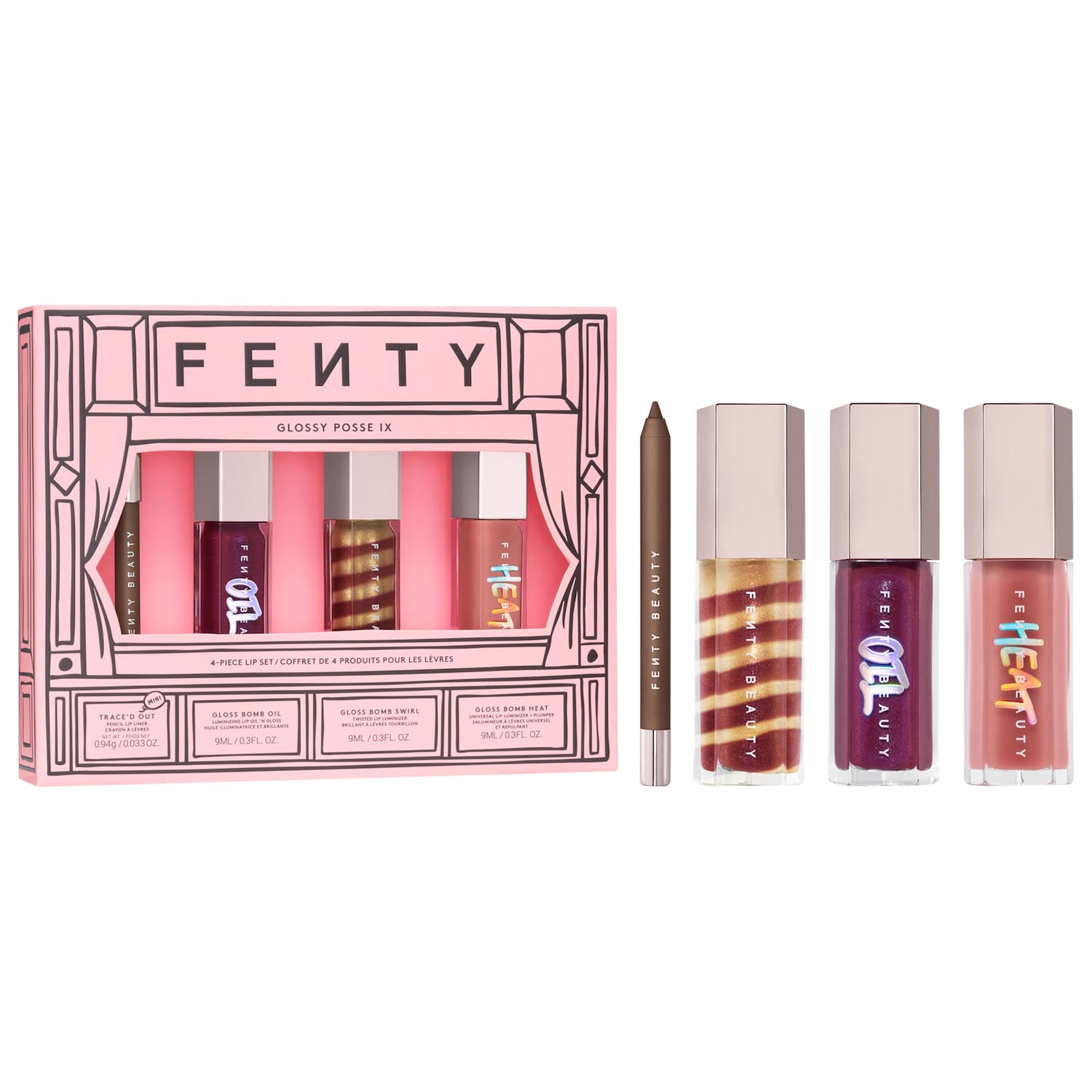 Fenty Beauty by Rihanna Подарочный набор для макияжа губ Fenty Beauty Glossy Posse IX, 4 предмета — фото 1