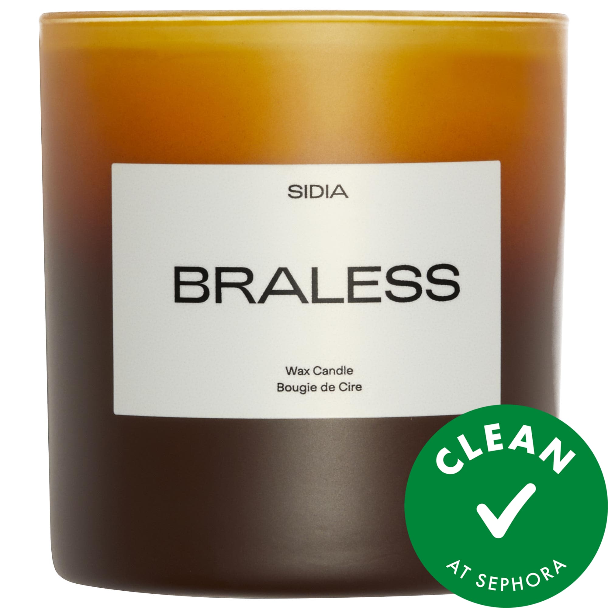 SIDIA Braless Candle with Vanilla, Amber & Leather 8 oz/240 g