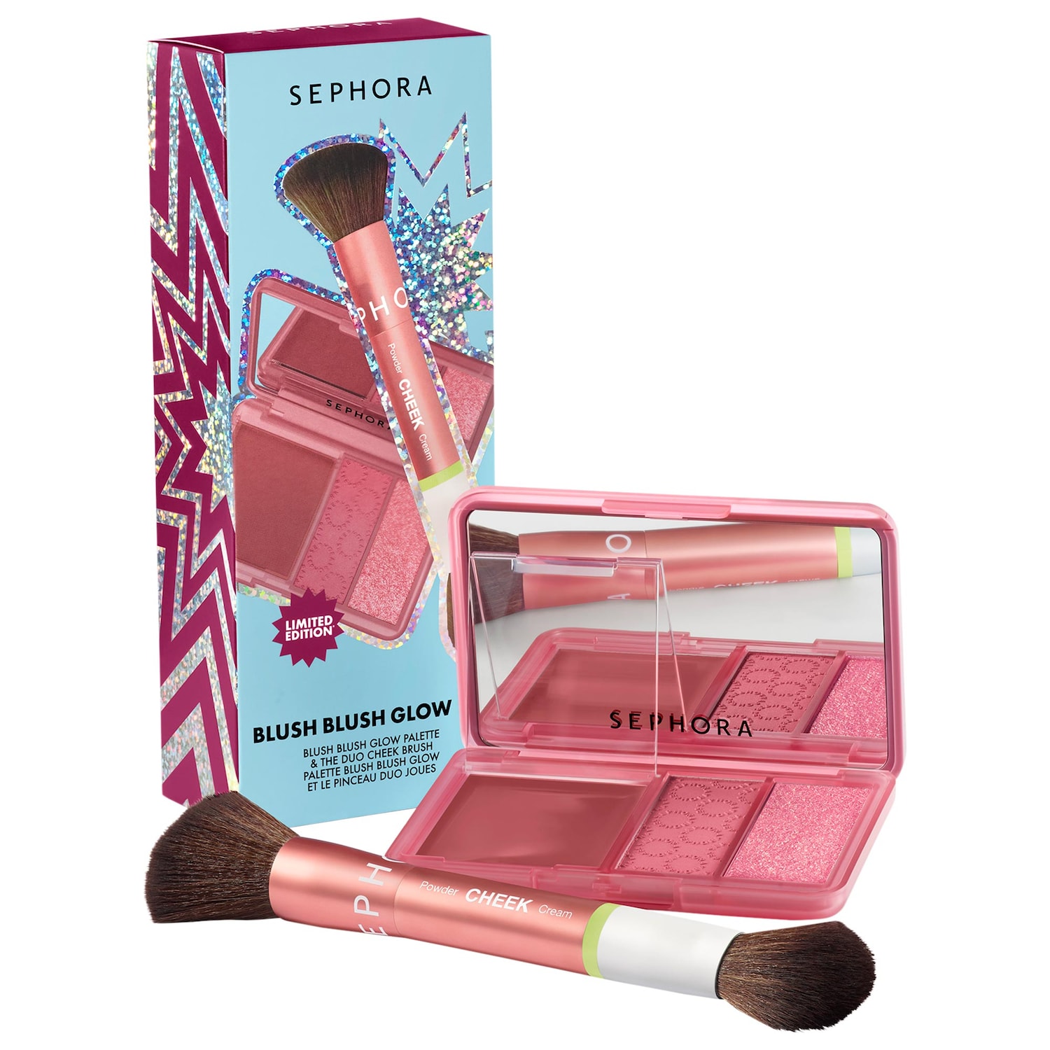 Набор Sephora Collection Blush Blush Glow: палетка для щёк и кисть — фото 1