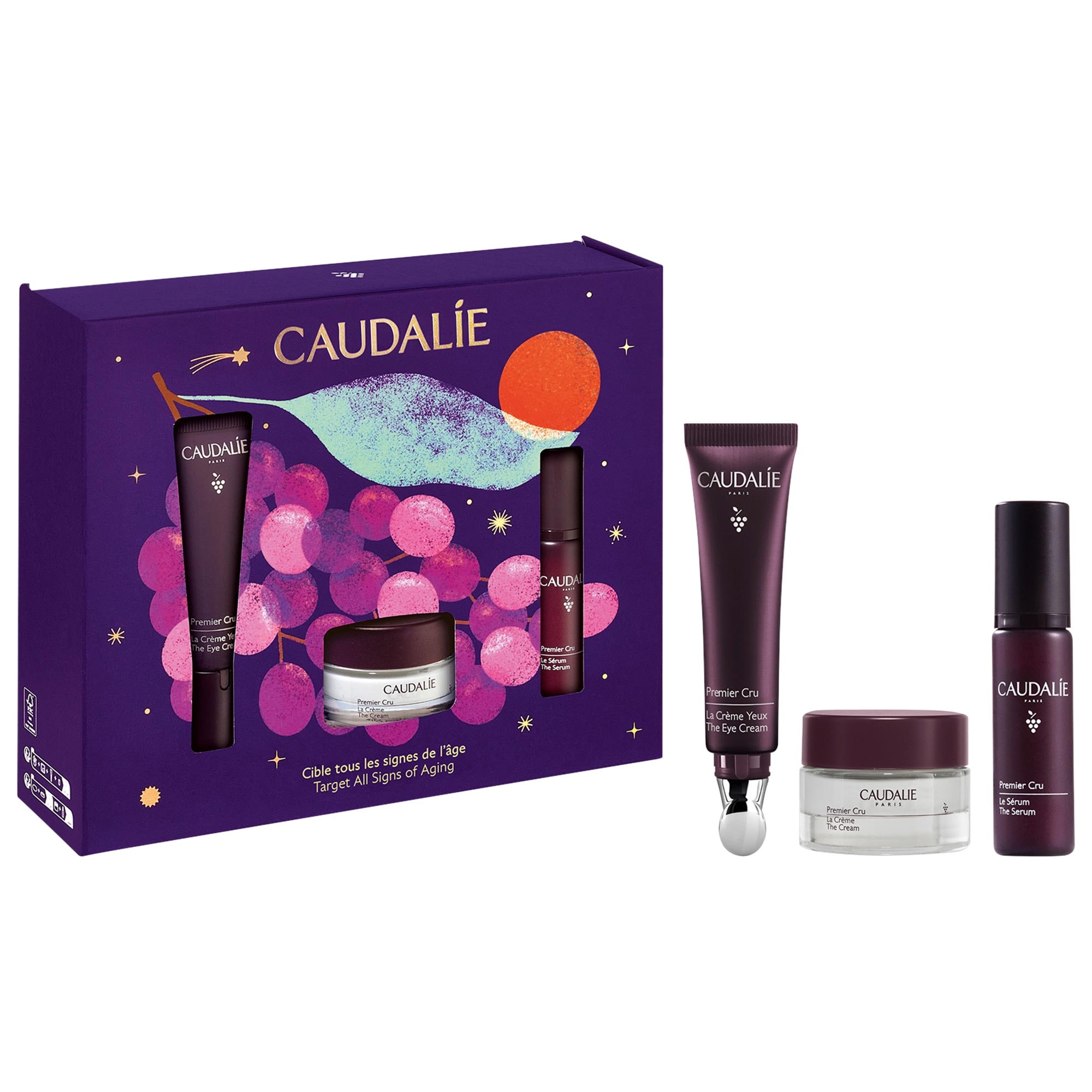 CAUDALIE Premier Cru La Crème Yeux 2個セット Premier Cru Target All Signs of Aging Gift Set for Fine Lines and