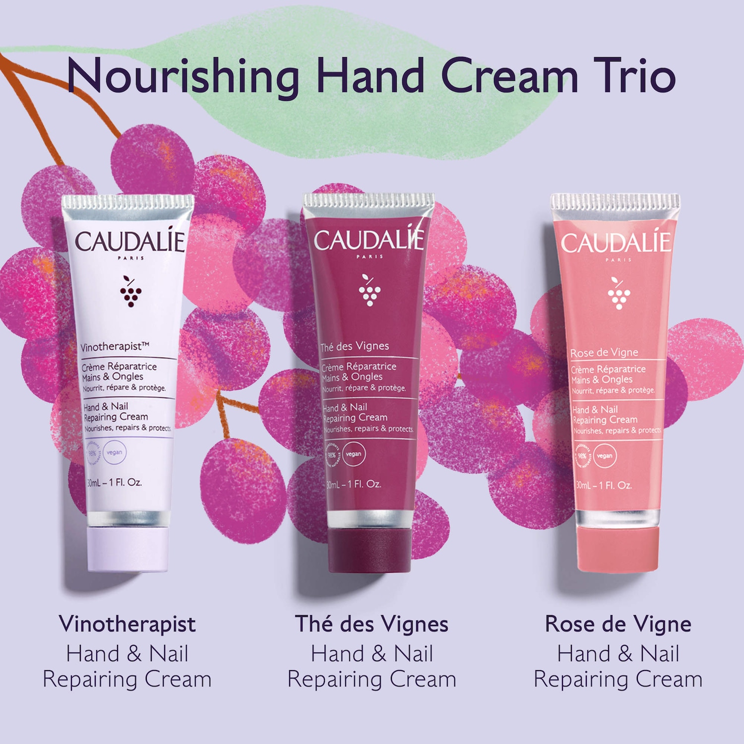 Nourishing Hand and Nail Repairing Cream Trio Gift Set​ - Caudalie