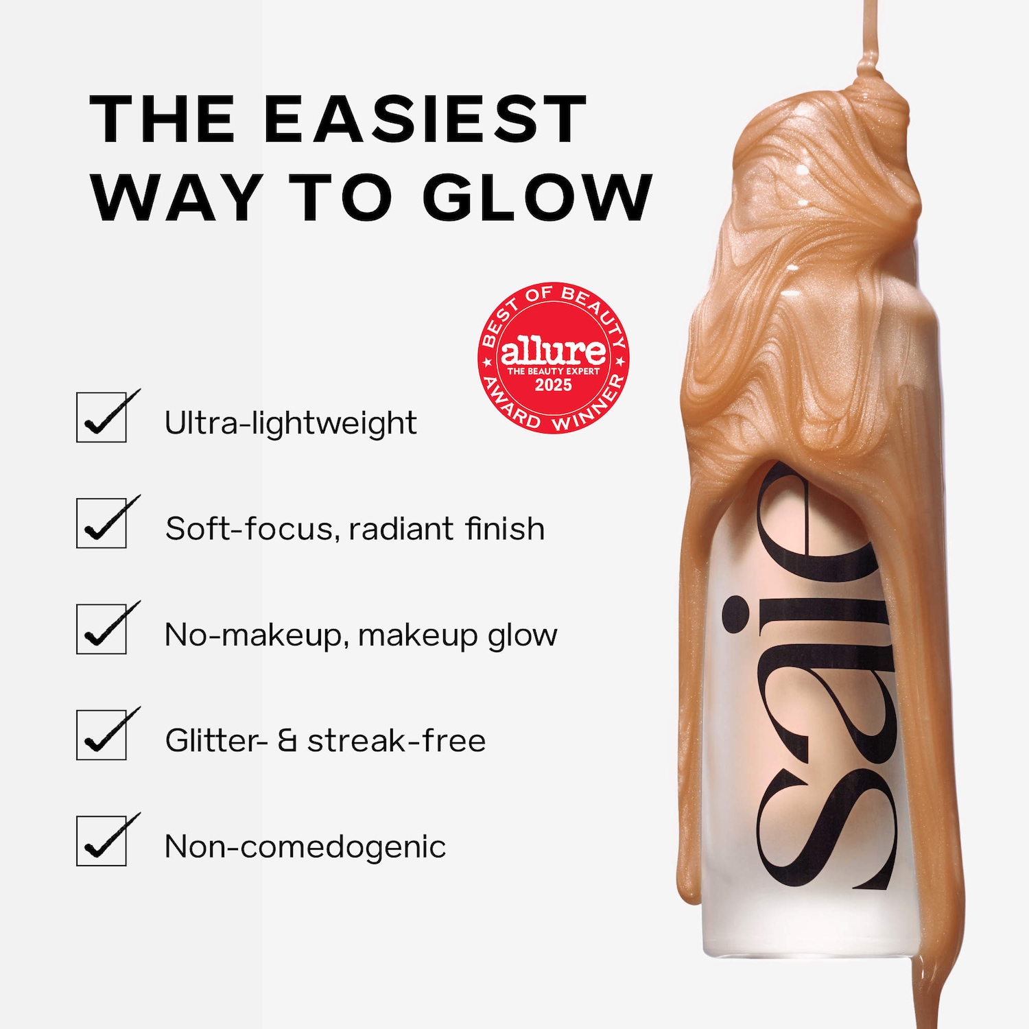 Лёгкий универсальный люминайзер и жидкий хайлайтер Saie Glowy Super Gel, цвет: Beachglow — фото 4