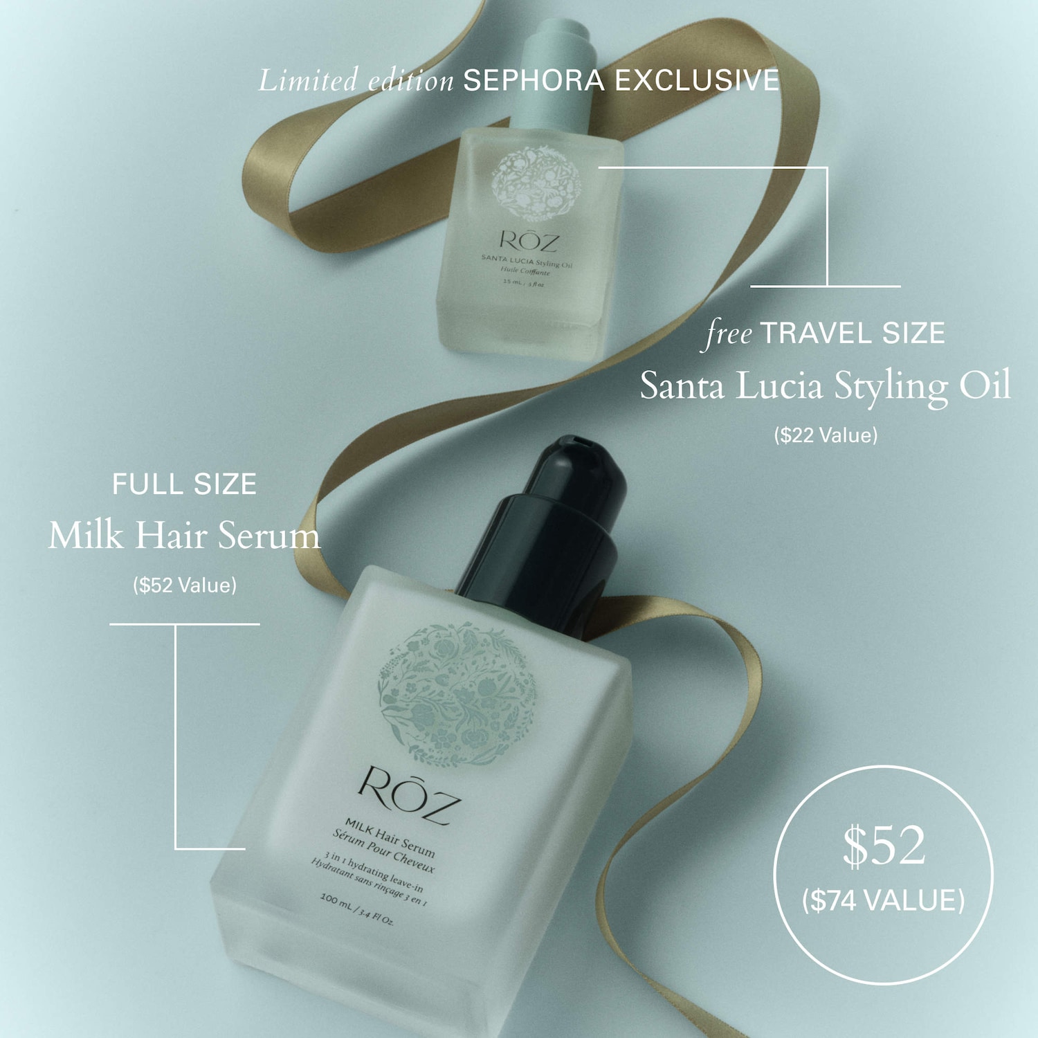 Smooth & Shine Hair Oil & Serum Gift Set - RŌZ | Sephora