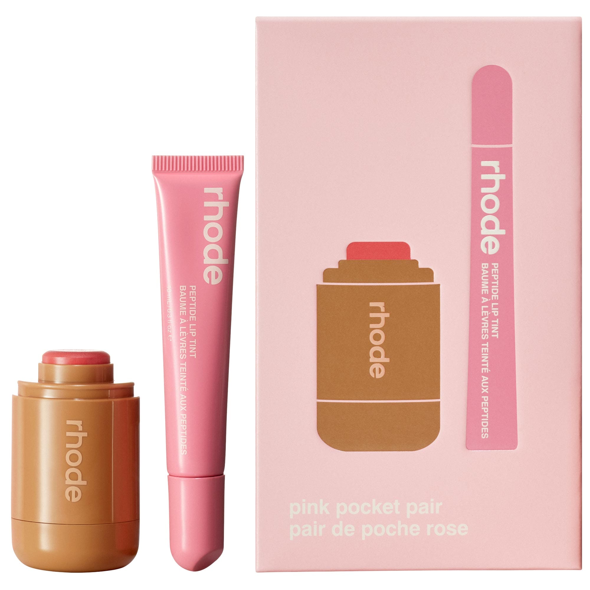 オギRHODEリップシェイプ/ペプチドアイパッチセット Pocket Pair Limited Edition Lip + Cheek Set - rhode | Sephora