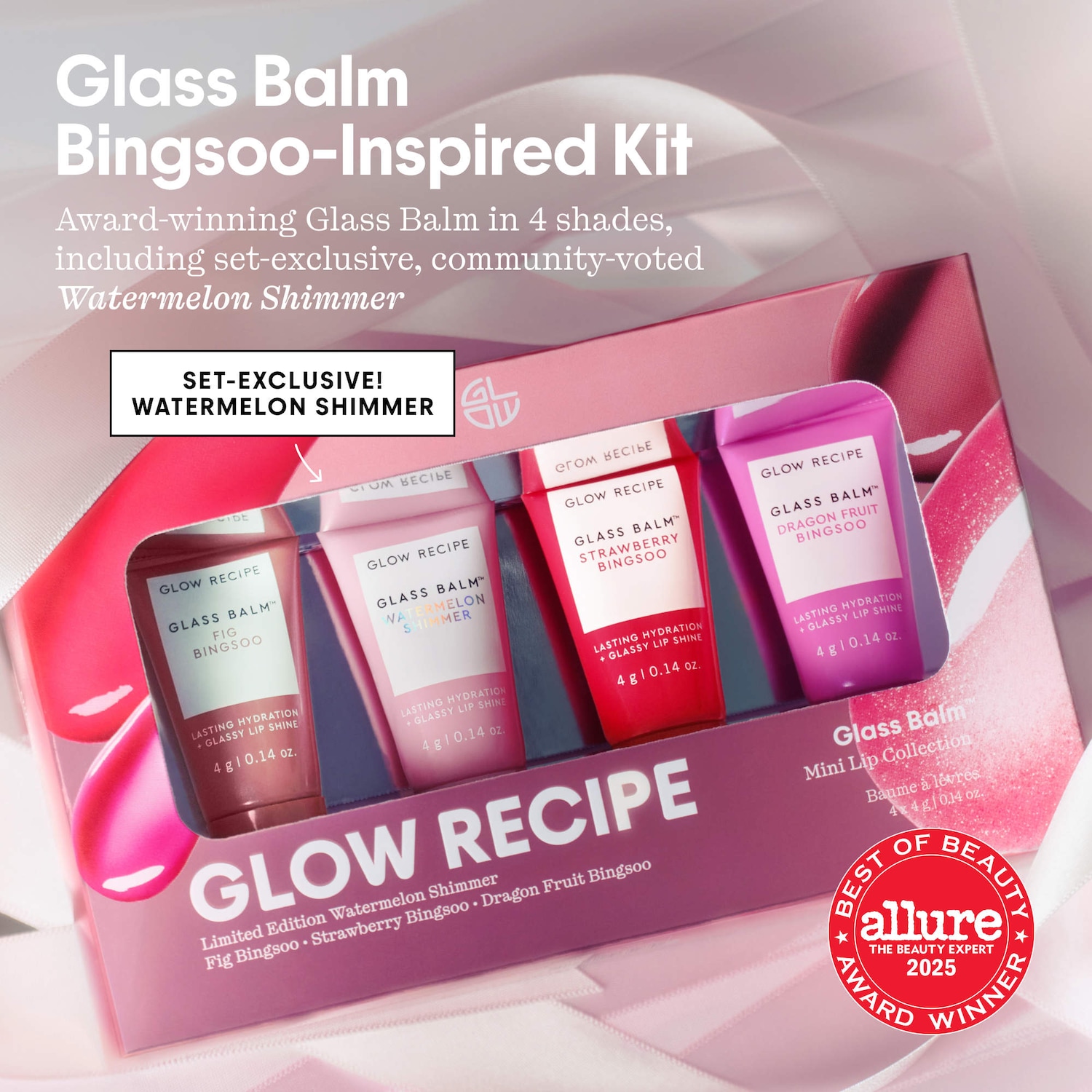 Подарочный набор мини-бальзамов для губ Glow Recipe Glass Balm, увлажнение и блеск — фото 2