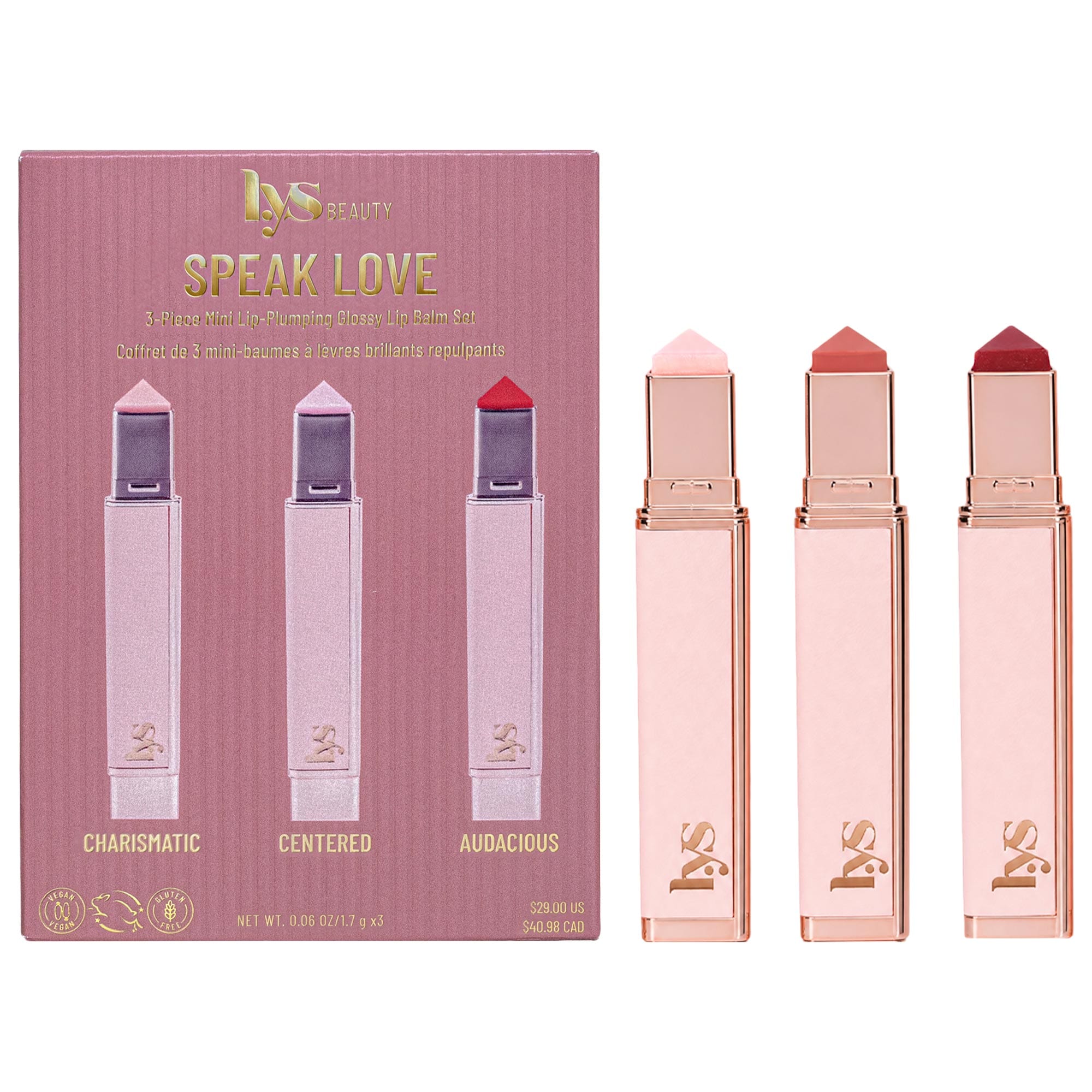 Mini Speak Love 3-piece Lip-Plumping Glossy Lip Balm Set - LYS