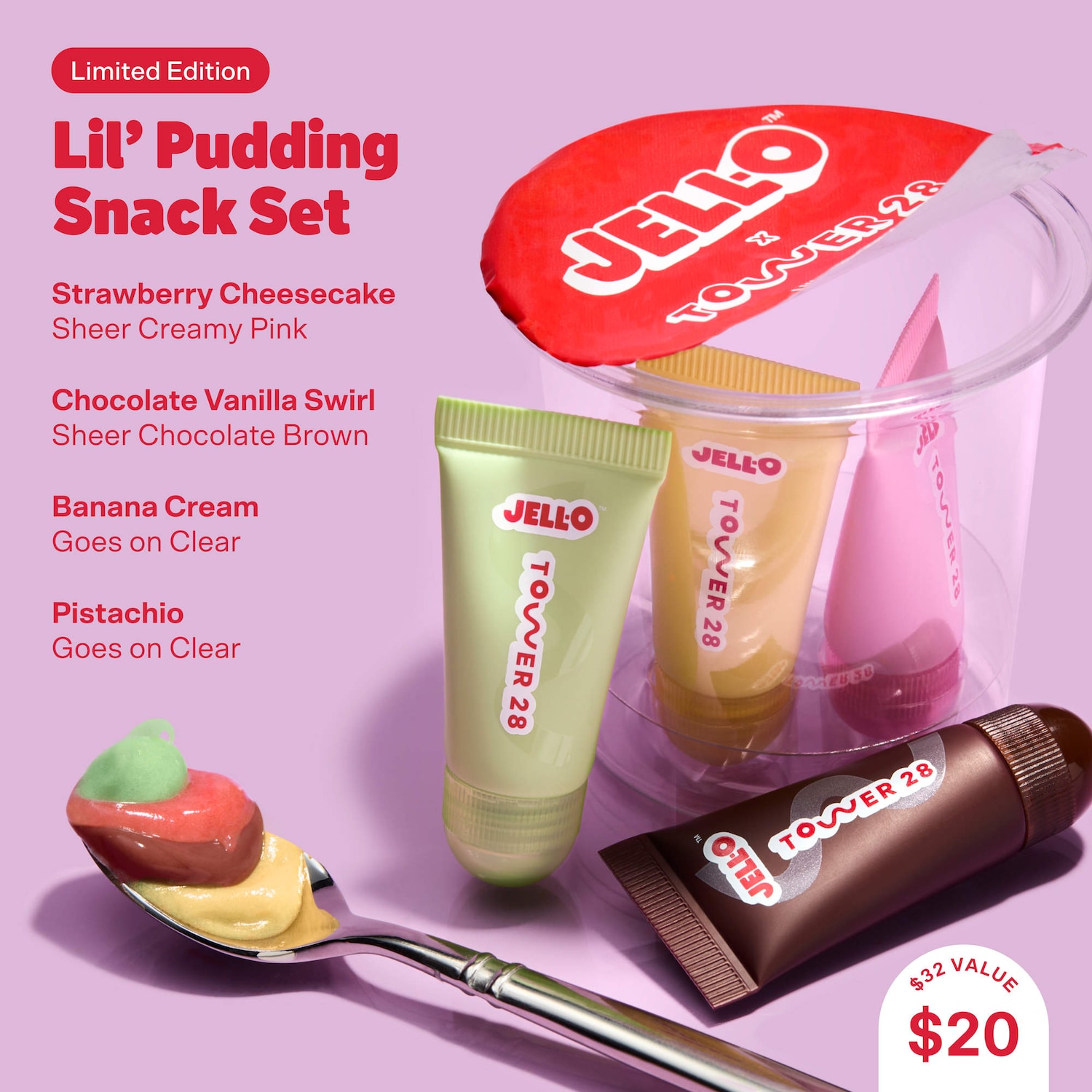 JELL-O™ X TOWER 28 Lil' Pudding Mini Lip Softie Gift Set - Tower