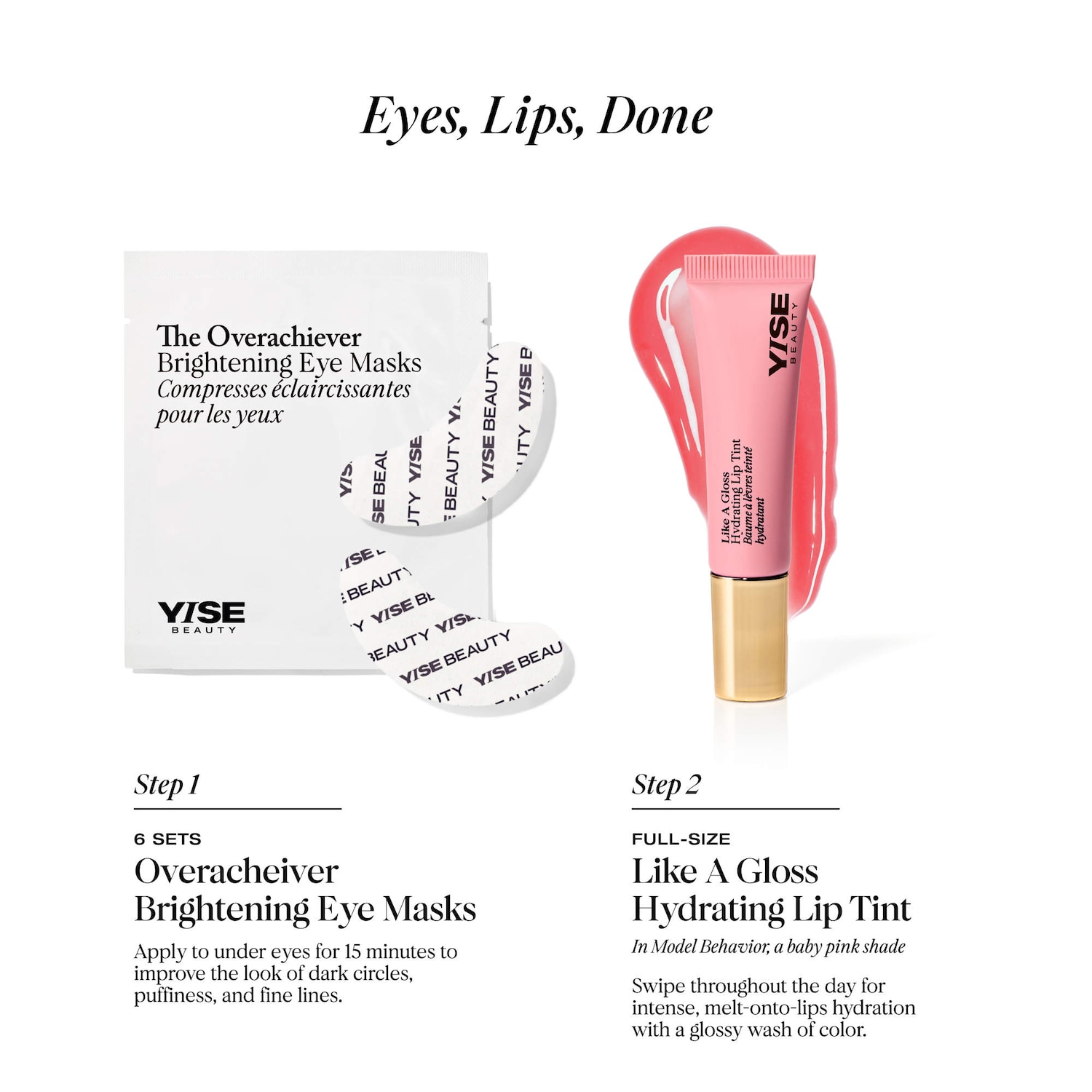 Набор Yise Beauty Depuff & Prep: увлажняющие патчи для глаз и тинт для губ — фото 6