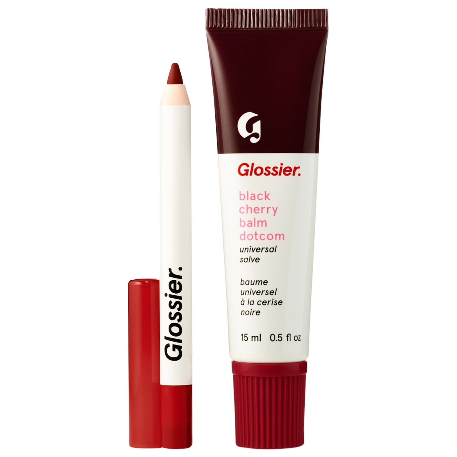 Glossier Black Cherry Balm Dotcom & Mini Lip Line Lip Liner Pencil Makeup Gift Set — фото 2