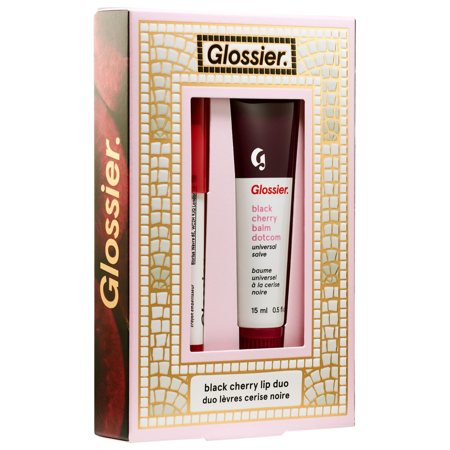 Glossier Black Cherry Balm Dotcom & Mini Lip Line Lip Liner Pencil Makeup Gift Set — фото 3