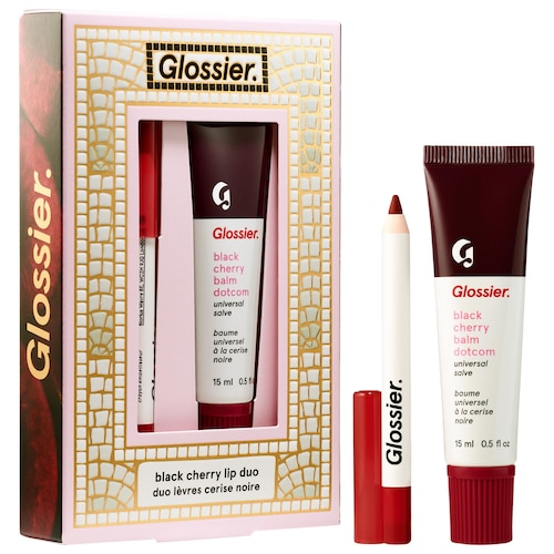 Glossier Black Cherry Balm Dotcom & Mini Lip Line Lip Liner Pencil Makeup Gift Set