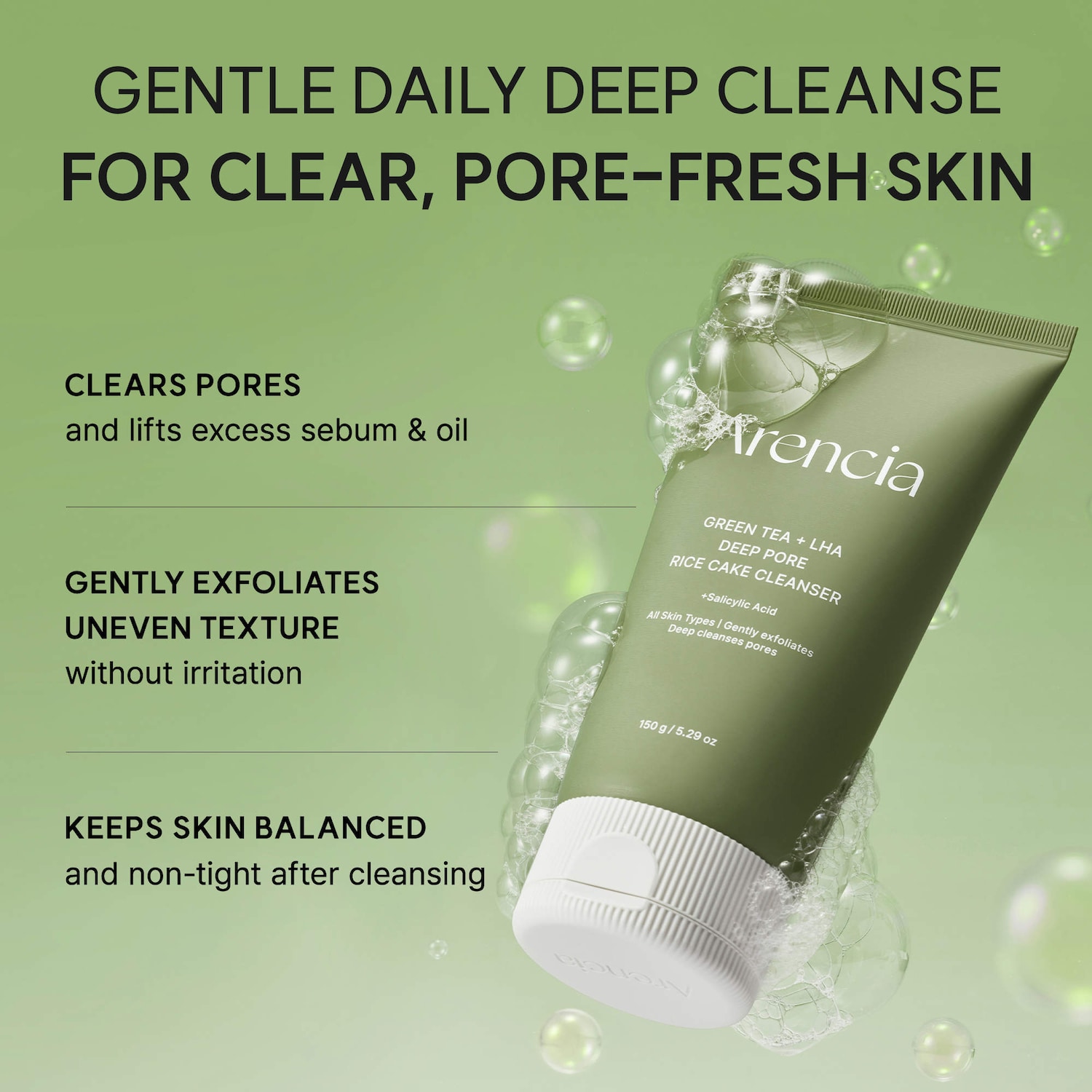 Green Tea + LHA Deep Pore Foaming Cleanser for Acne-Prone Skin