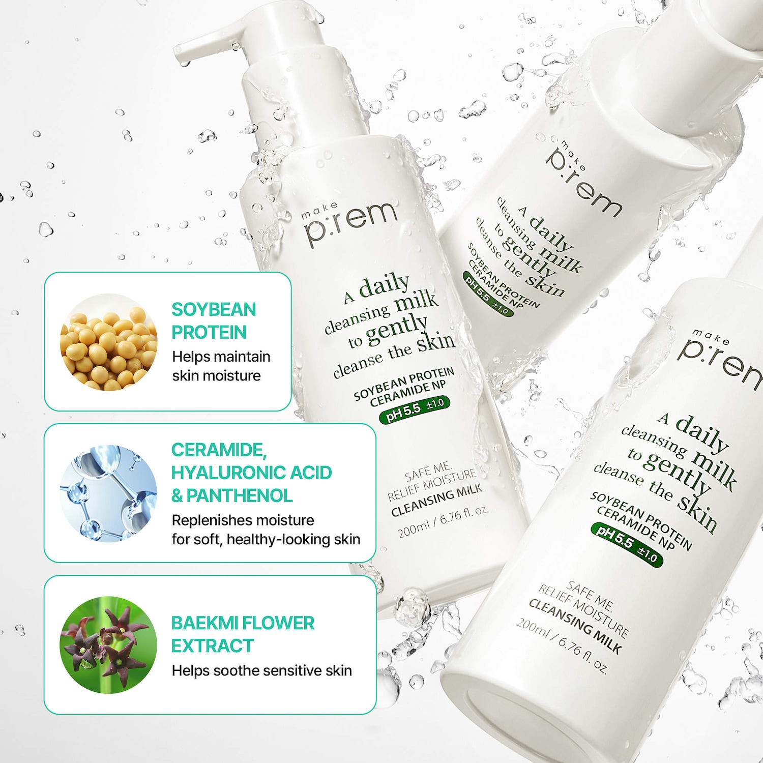 Safe me. Relief Moisture Gentle Cleansing Milk for Sensitive Skin