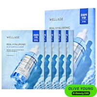 WELLAGE - Real Hyaluronic Blue Ampoule Mask 5-Pack for Deep Hydrated Glass skin