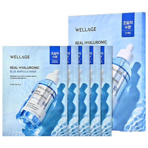 Ампульная маска для глубокого увлажнения Wellage Real Hyaluronic Blue, набор из 5 шт