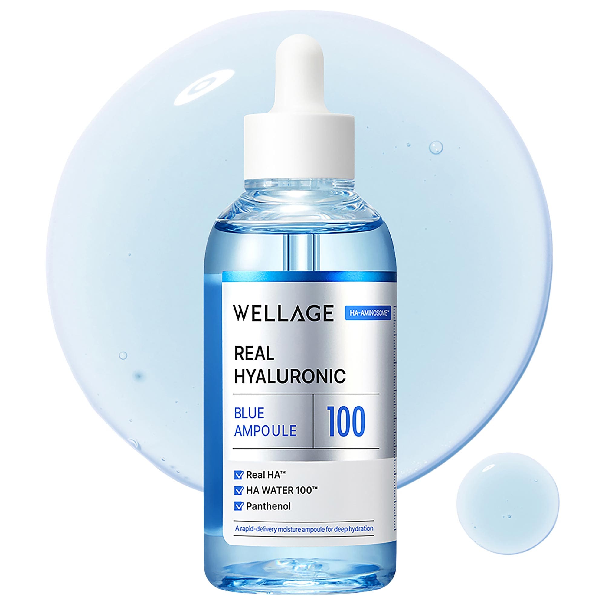 WELLAGE Real Hyaluronic Blue 100 Ampoule for 30-Layer Deep Hydration