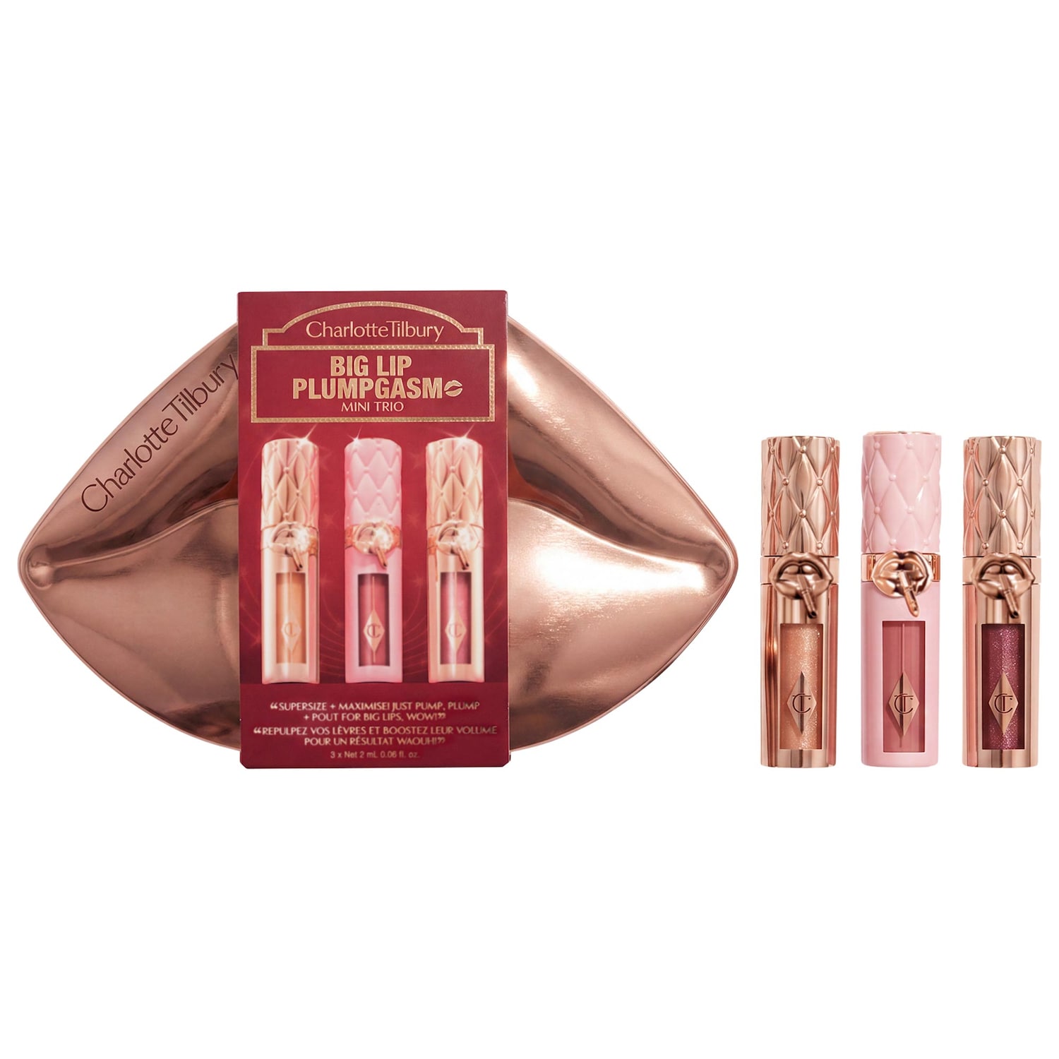 Мини-набор из трёх блесков для объёма губ Charlotte Tilbury Big Lip Plumpgasm — фото 1