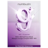 numbuzin - Masque visage intégral No 9+ NAD+ BIO, conçu en trois parties pour un effet remontant