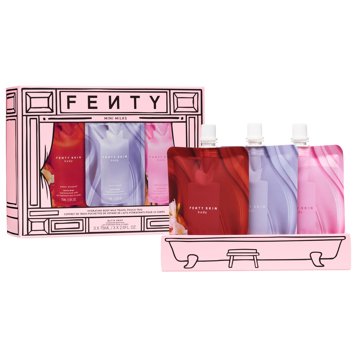 Fenty Beauty by Rihanna Mini Milks Hydrating Body Milk Travel Pouch Trio — фото 1