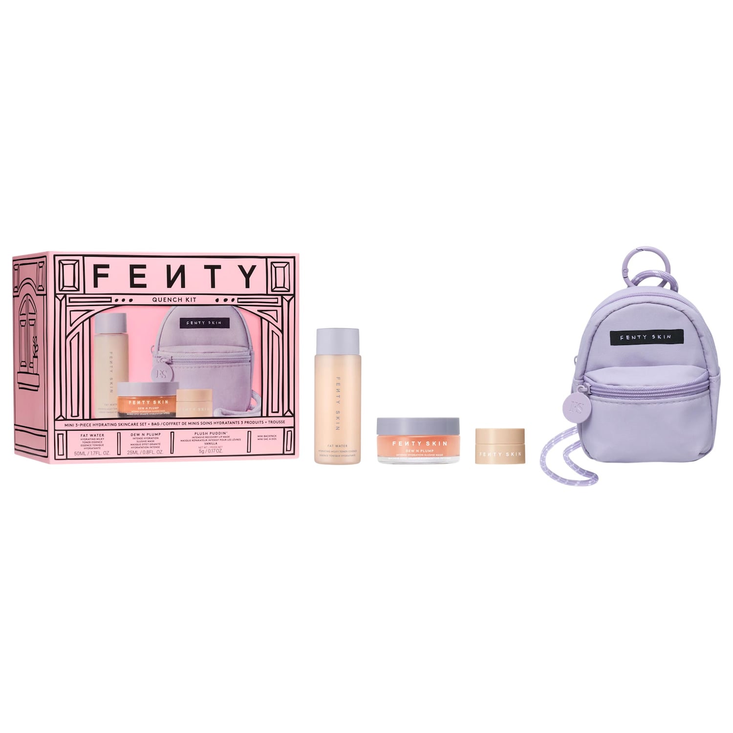 Мини-набор из 3 увлажняющих средств с сумкой Fenty Beauty by Rihanna Quench Kit