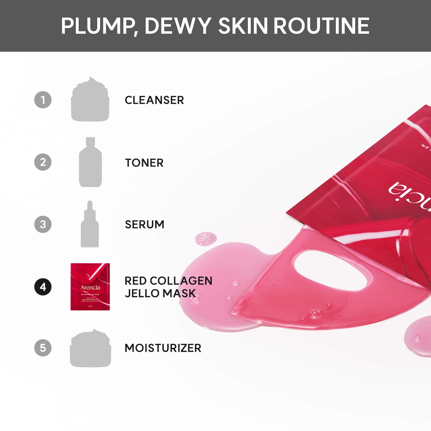 Red Collagen Pore-Tightening Jello Mask (4-Pack) with Red Collagen